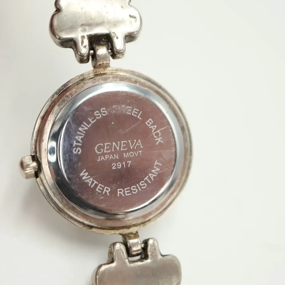 Vintage Geneva Silver Tone Patina 26mm Womens Watch Victorian w New Battery